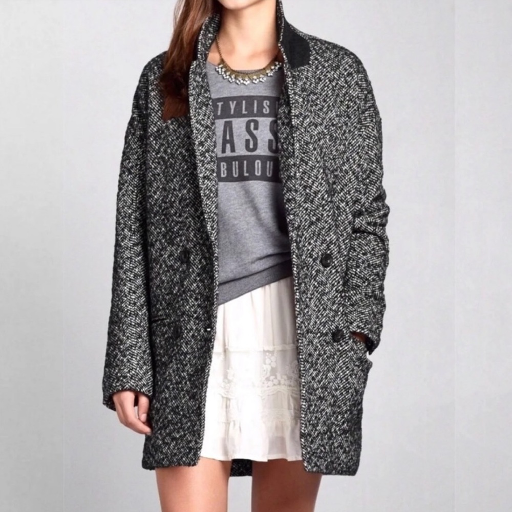 Abercrombie&Fitch wool long black white peacoat M